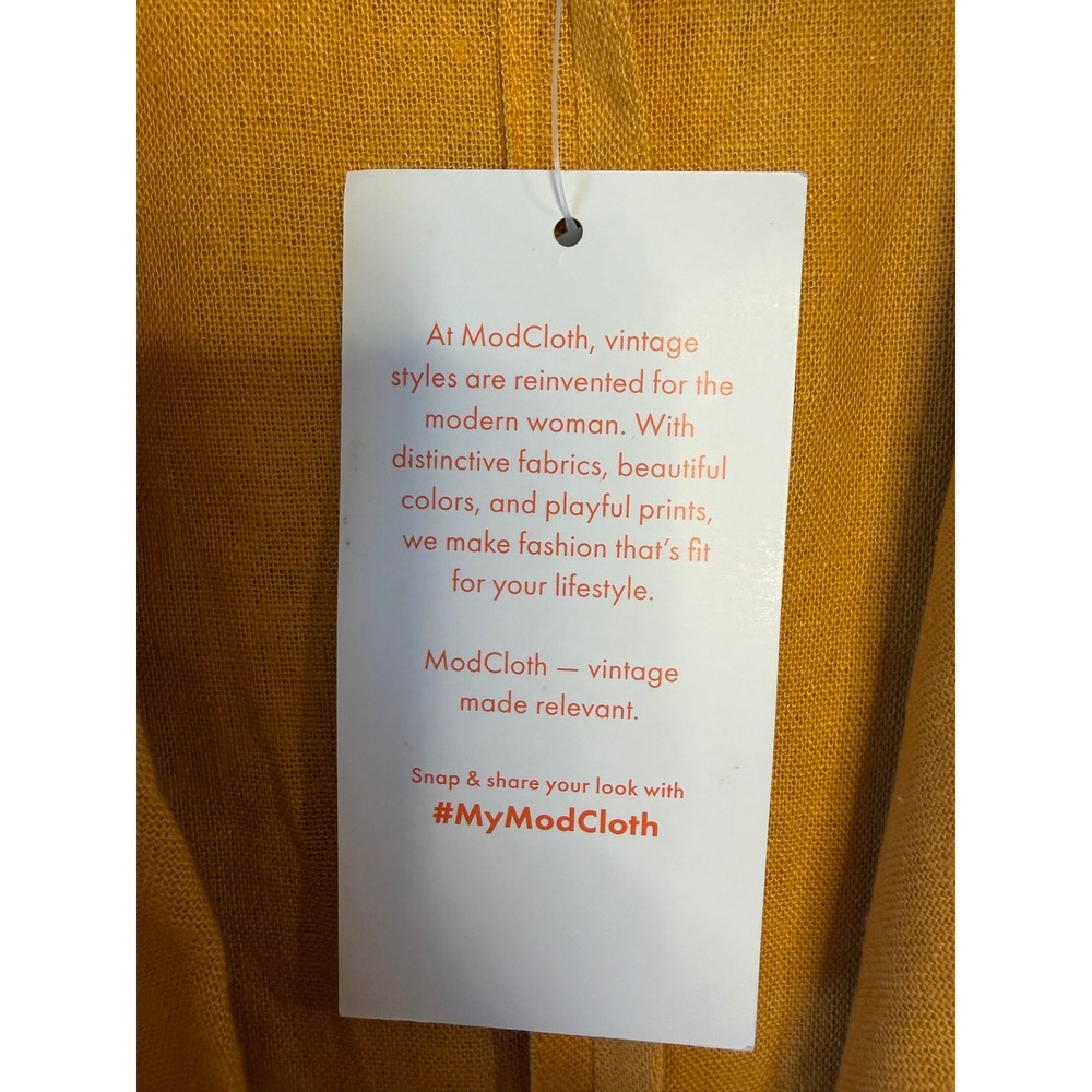 ModCloth Mustard Yellow Linen Blend Two Button Patch Pocket Blazer XL NWT - Picture 4 of 7